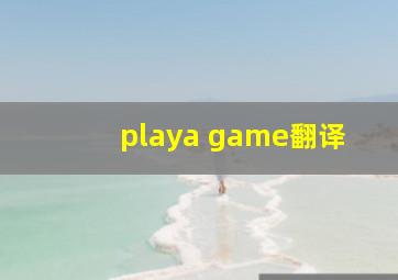 playa game翻译