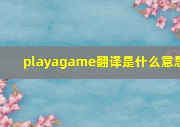 playagame翻译是什么意思