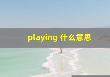 playing 什么意思