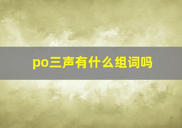 po三声有什么组词吗