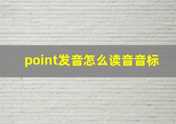 point发音怎么读音音标