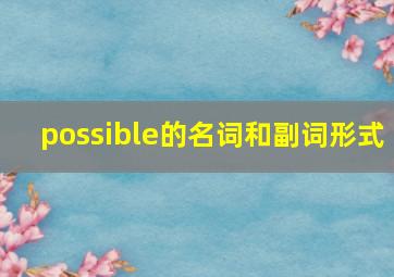 possible的名词和副词形式