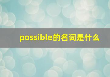 possible的名词是什么