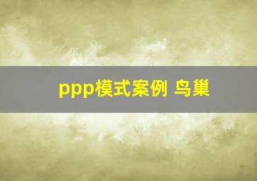 ppp模式案例 鸟巢