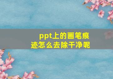 ppt上的画笔痕迹怎么去除干净呢