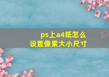 ps上a4纸怎么设置像素大小尺寸