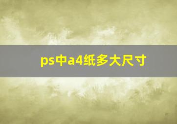 ps中a4纸多大尺寸