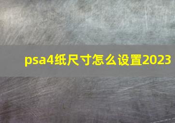 psa4纸尺寸怎么设置2023