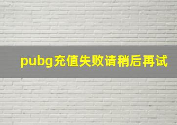 pubg充值失败请稍后再试