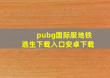 pubg国际服地铁逃生下载入口安卓下载