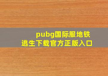 pubg国际服地铁逃生下载官方正版入口