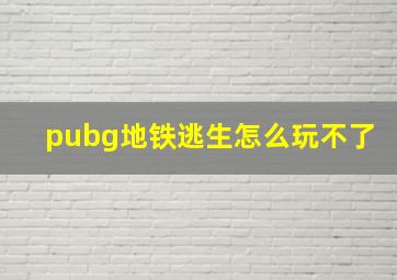 pubg地铁逃生怎么玩不了