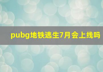 pubg地铁逃生7月会上线吗