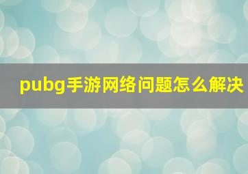 pubg手游网络问题怎么解决