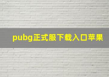 pubg正式服下载入口苹果