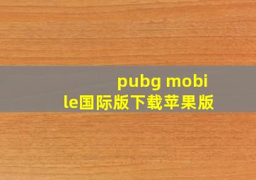 pubg mobile国际版下载苹果版