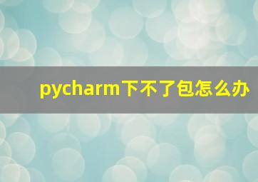 pycharm下不了包怎么办