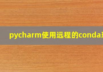 pycharm使用远程的conda环境