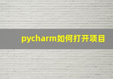 pycharm如何打开项目