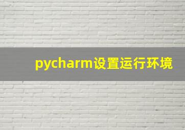 pycharm设置运行环境