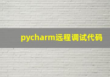 pycharm远程调试代码