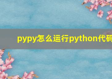 pypy怎么运行python代码