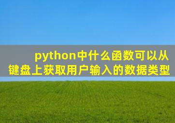 python中什么函数可以从键盘上获取用户输入的数据类型