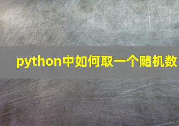 python中如何取一个随机数