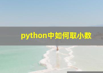 python中如何取小数