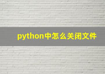 python中怎么关闭文件