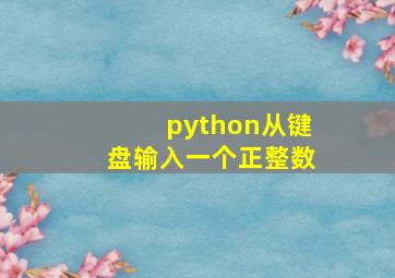 python从键盘输入一个正整数