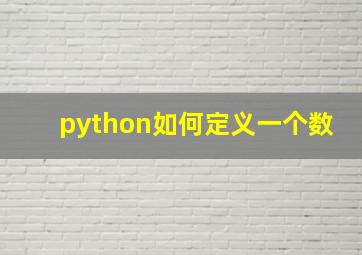 python如何定义一个数