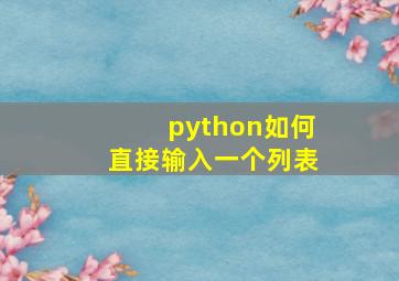 python如何直接输入一个列表