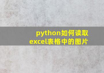 python如何读取excel表格中的图片