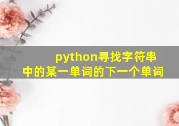 python寻找字符串中的某一单词的下一个单词