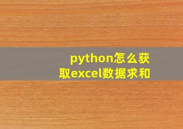 python怎么获取excel数据求和