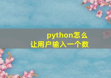 python怎么让用户输入一个数