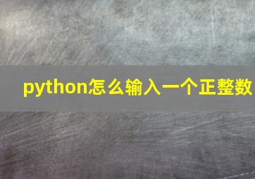 python怎么输入一个正整数