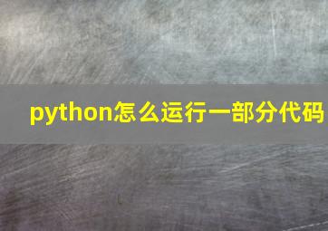 python怎么运行一部分代码