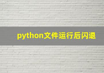 python文件运行后闪退