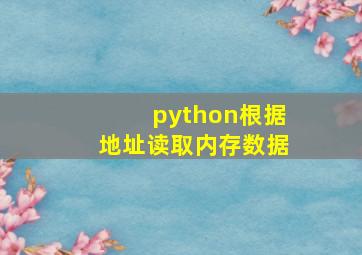 python根据地址读取内存数据