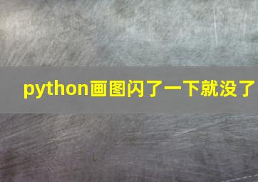 python画图闪了一下就没了