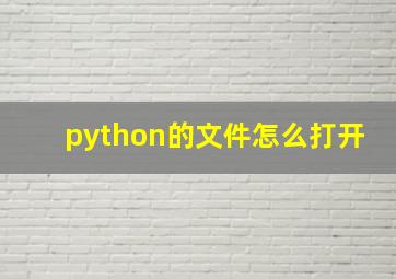 python的文件怎么打开