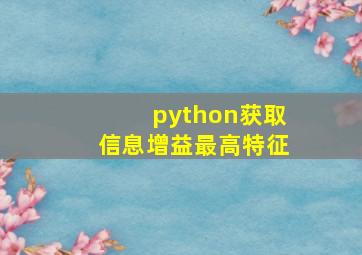 python获取信息增益最高特征