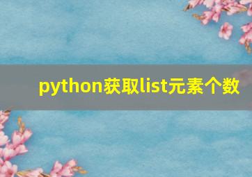 python获取list元素个数