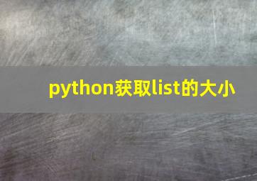 python获取list的大小