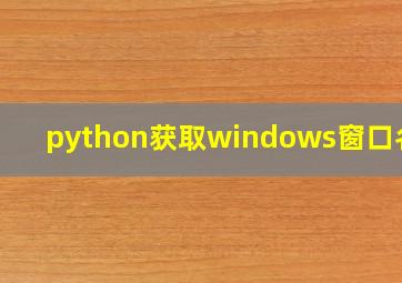 python获取windows窗口名称