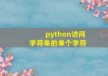 python访问字符串的单个字符