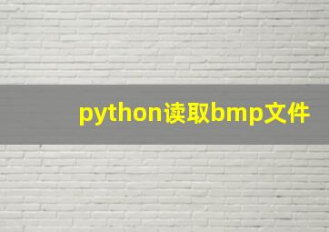 python读取bmp文件