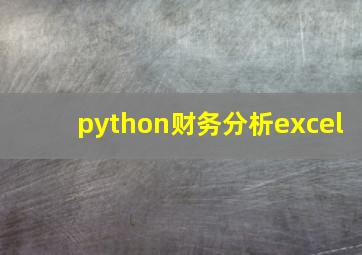 python财务分析excel